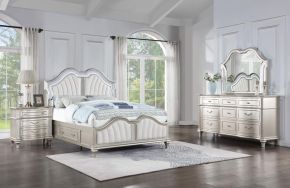 Coaster Fine Furniture 223390KW-S4 Evangeline - 4 Piece California King Bedroom Set - Silver Oak