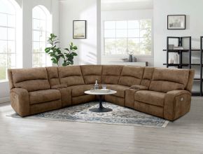Furniture of America CM9915BR-SECT-PM Apostolos - Power Sectional - Brown