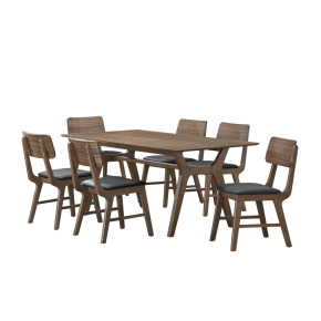 New Classic 40-1750BK-D6C Thea - 70" Rectangular Dining Table With 6 Chairs - Brown / Black
