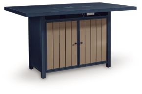 Signature Design by Ashley® PCP587-665 East Beach - Rectangular Bar Table With Fire Pit - Blue