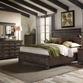 Liberty Furniture 759-BR-KSBDM Thornwood Hills - 3 Piece Bedroom Set (King Storage Bed, Dresser & Mirror) - Dark Brown