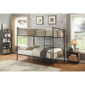 ACME 37720 Brantley - Queen Over Queen Bunk Bed - Sandy Black & Dark Bronze Hand-Brushed
