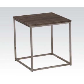 ACME 81499 Cecil - End Table - Walnut & Brushed Nickel