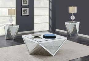 Coaster Fine Furniture 722508-S3 Amore - 3 Piece Mirrored Coffee And End Table Set - Silver