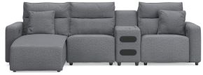 Ashley Furniture 65906S25 Ashley Furniture 65906S25 Modmax II - 4-Piece Power Reclining Sectional With LAF Press Back Power Chaise And Audio Console - Salt And Pepper