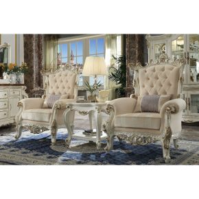 ACME 53463 Picardy II - Accent Chair - Fabric & Antique Pearl