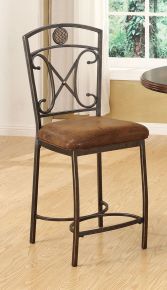 ACME 96061 Tavio - Counter Height Chair (Set of 2) - Fabric & Antique Bronze - 41"
