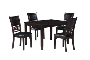 New Classic D1701-548-EBY Gia - 5 Piece Rectangle Dining Set (Table & 4 Chairs) - Ebony
