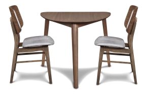 New Classic 40-D1651-D2GC New Classic 40-D1651-D2GC Oscar - Corner Table With 2 Gray Cushion Chairs - Brown