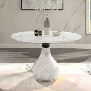 ACME DN04055 Koen - Round Dining Table, Engineering Marble Top - White & Black