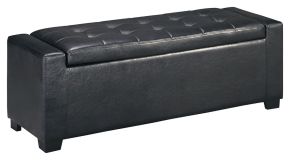 Signature Design by Ashley® B010-209 Benches - Black - Upholstered Storage Bench - Faux Leather