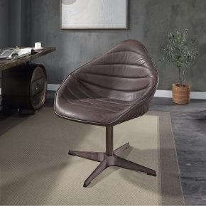 ACME AC02582 Pipino - Accent Chair With Swivel - Antique Ebony Top Grain Leather