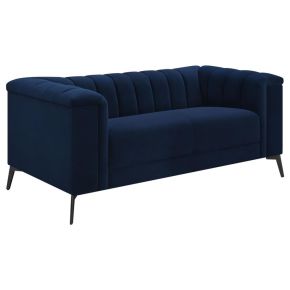 CoasterEssence 509212 Chalet - Upholstered Tuxedo Arm Tufted Loveseat - Blue