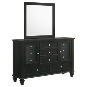 CoasterEssence 201323M Sandy Beach - 11-Drawer Dresser With Mirror - Black