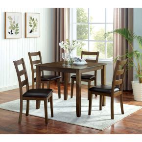 Furniture of America CM3770T-5PK Gracefield - 5 Piece Dining Table Set - Walnut / Dark Brown