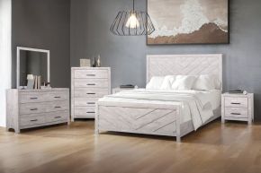 New Classic 00-3314-16N Biscayne - 6/6 Eastern King 6 Piece Bedroom Set (Bed & Dresser & Mirror & Chest & 2 Nightstands) - Gray