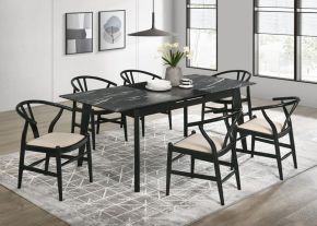 Coaster Fine Furniture 121251-S7 Crestmont - 7 Piece Extension Leaf Dining Table Set - Black
