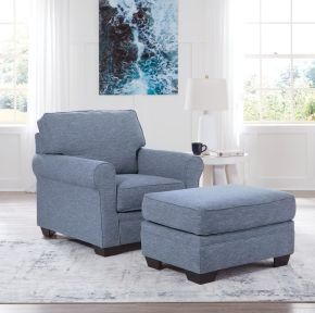 Benchcraft® 32604/20/14 Carissa Manor - 2 Pc. - Chair, Ottoman - Denim