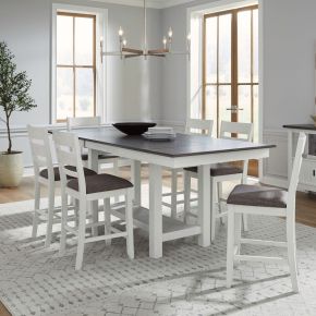 Liberty Furniture 182-CD-O7GTRS Brook Bay - 7 Piece Gathering Trestle Table Set (Slat Back Chairs) - White