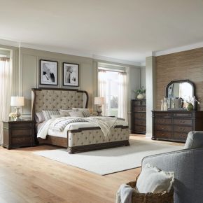 Liberty Furniture 765-BR-KSHDMCN Liberty Furniture 765-BR-KSHDMCN Providence Park - 5 Piece Bedroom Set (King Shelter Bed, Dresser & Mirror, Chest, Night Stand) - Chateau Brown