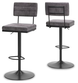 Signature Design by Ashley® D119-630 Strumford - Tall Swivel Barstool (Set of 2) with Cushioned Back - Gray / Black