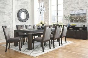 Signature Design by Ashley® D731/35/01(8)/60 Hyndell - Dark Brown - 10 Pc. - Extension Table, 8 Side Chairs, Server