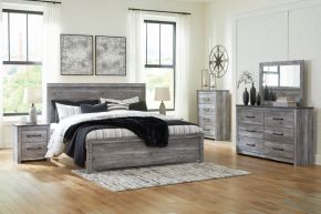 Signature Design by Ashley® B1290/31/36/72/99 Bronyan - King Panel Bed - 4 Pc. - Dresser, Mirror, King Bed - Dark Gray