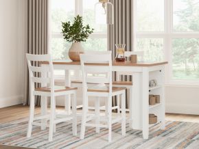 Signature Design by Ashley® D398/13/124(2) Gesthaven - 5 Pc. - Rectangular Dining Room Counter Table, 4 Barstools - Natural / White