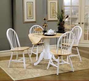 CoasterEveryday 4241-S5 Allison - 5 Piece Round Drop Leaf Dining Table Set - White