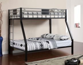 Furniture of America CM-BK1022 Clifton - Twin Over Full Bunk Bed - Silver / Gun Metal
