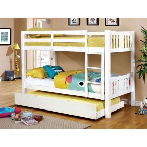 Furniture of America CM-BK929WH-BED-VN Cameron - Twin Over Twin Bunk Bed - White
