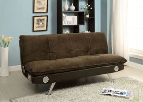 Furniture of America CM2675BR Gallagher - Futon Sofa With Bluetooth Speaker - Dark Brown