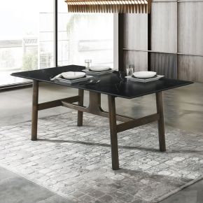 ACME DN03075 Destin - Dining Table - Sintered Stone & Walnut Finish