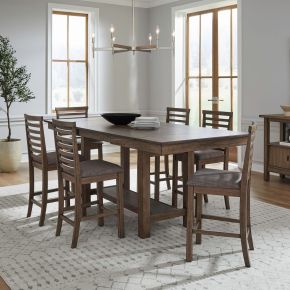 Liberty Furniture 182WT-CD-7GTRS Brook Bay - 7 Piece Gathering Trestle Table Set - Brown