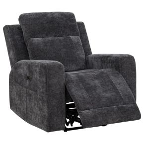 Coaster Fine Furniture 610156P Kennett - Chenille Upholstered Power Recliner Chair - Dark Gray