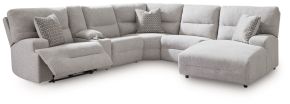 Signature Design by Ashley® 93605S1 Acklen Place - 6-Piece Power Reclining Sectional With Raf Power Reclining Back Chaise - Pewter