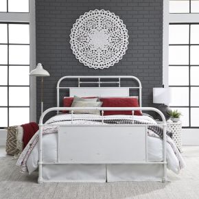 Liberty Furniture 179-BR15HFR-AW Vintage Series - King Metal Bed - Antique White
