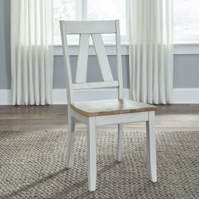 Liberty Furniture 62WH-C2500S Liberty Furniture 62WH-C2500S Lindsey Farm - Splat Back Chair - Weathered White & Sandstone