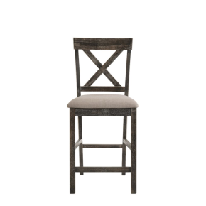 ACME 73832 Martha II - Counter Height Chair (Set of 2) - Tan Linen & Weathered Gray