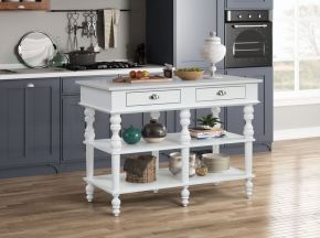 ACME AC00186 Rorratt - Kitchen Island - Marble & White Finish