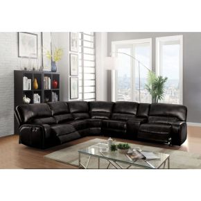 ACME 54150 Saul - Sectional Sofa - Black Leather-Aire