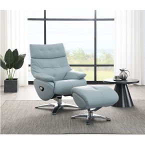 ACME AC02990 Janella - Motion Accent Chair With Swivel & Ottoman - Babyblue