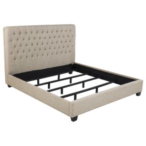 CoasterEssence 300007KE Chloe - Upholstered Eastern King Panel Bed - Oatmeal