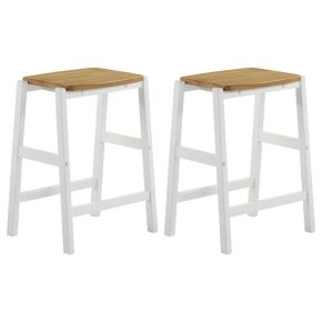 Coaster Fine Furniture 122247 Edgeworth - Wood Backless Counter Stool (Set of 2) - White