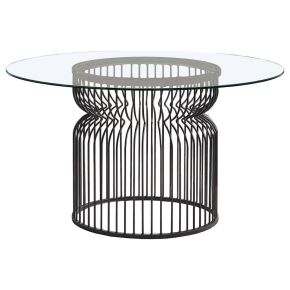 Coaster Fine Furniture 193511BG Granvia - Round Glass Top Metal Dining Table - Gunmetal