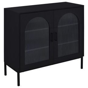 Coaster Fine Furniture 950420 Jess - 2-Door Arched Fluted Glass Accent Cabinet - Black