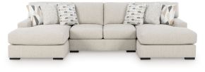Benchcraft® 75105S7 LaureLGrove - 3-Piece Double Chaise Sectional With Armless Loveseat - Pebble