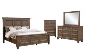 New Classic 00-B2114B-14C Mariana - Eastern King 4 Piece Bedroom Set (Bed, Dresser, Mirror, Chest) - Brown