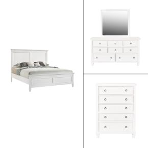 New Classic 02-044W-34C Tamarack - Queen 4 Piece Bedroom Set (Bed, Dresser, Mirror, Chest) - White