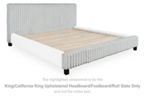 Signature Design by Ashley® PCB3381-82 Zuraleus - King / California King Upholstered Headboard / Footboard / Roll Slats - Gray